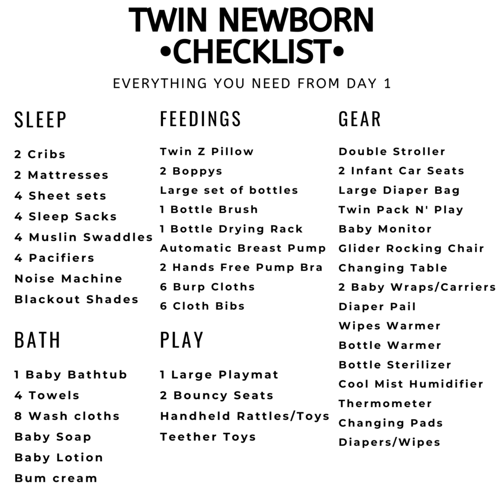 Twin newborn essentials checklist
