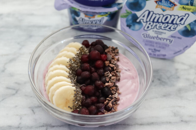 Healthy Toddler Snack: Blueberry Yogurt Smoothie Bowl With Superfood Toppings